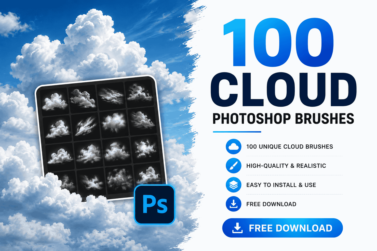 Download 100 Cloud Photoshop Brushes Free